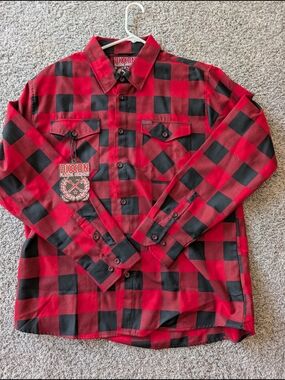 DIXXON Red and Black Buffalo Plaid Button-Down Shirt